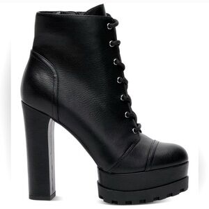 Jessica Simpson Imala black lace up combat boot platform heel